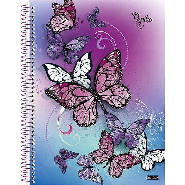 Caderno 01x1 capa dura papilio holografico 80f - animativa (pct.c/04)