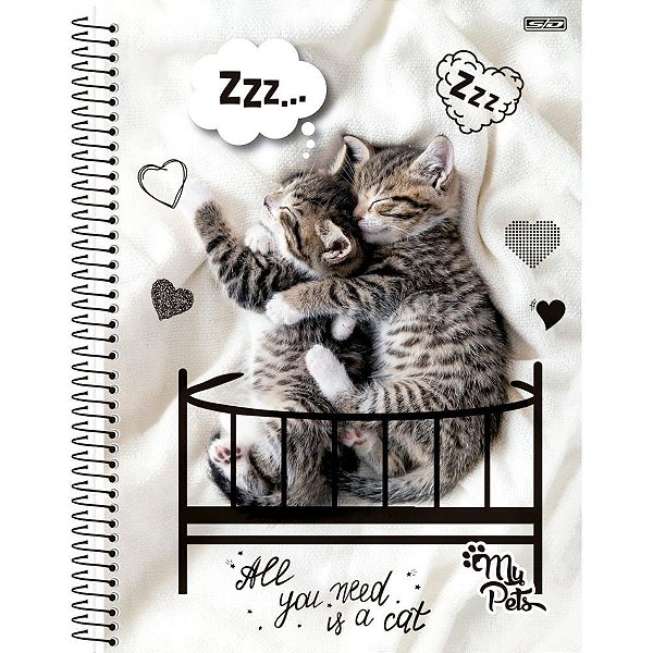 Caderno espiral 1/4 capa dura my pets 80f - animativa (pct.c/10)