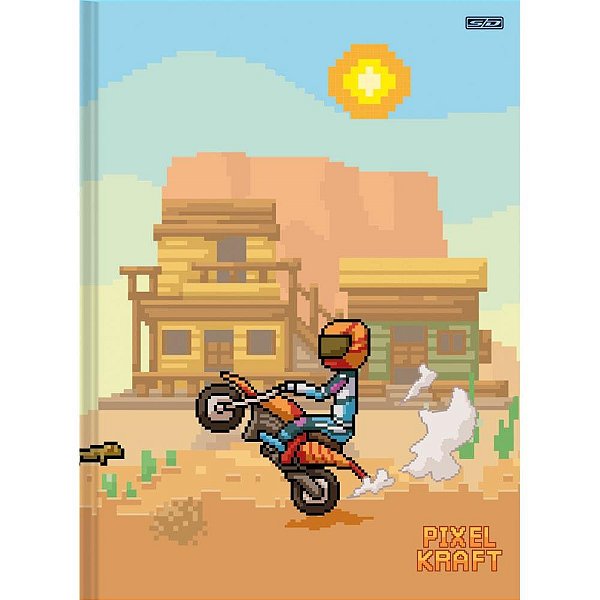 Caderno brochura 1/4 capa dura pixel kraft 80f - animativa (pct.c/05)