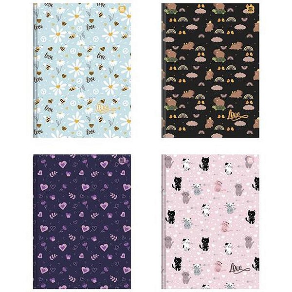 Caderno brochurao capa dura love 80f - animativa (pct.c/05)