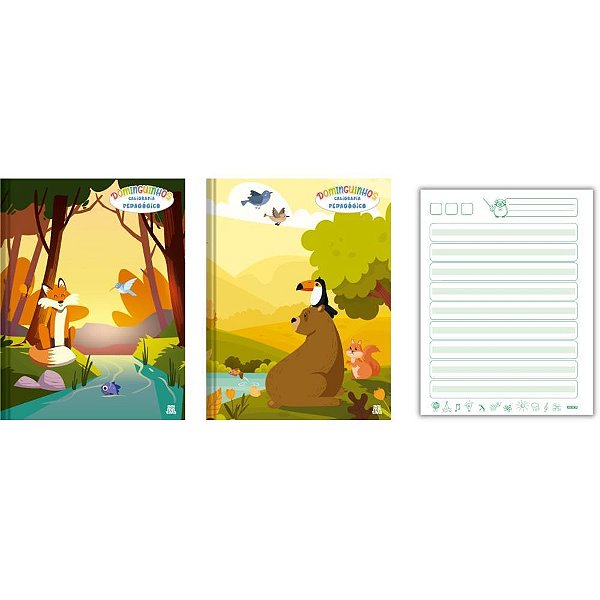Caderno caligrafia capa dura dominguinhos p.verde cost.40f - animativa (pct.c/05)