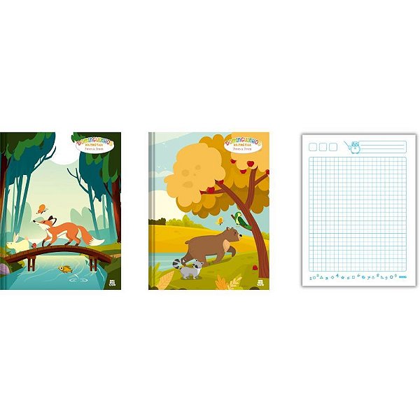 Caderno quadriculado univers. dominguinhos cost. 7x7mm 40f - animativa (pct.c/05)