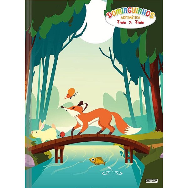 Caderno quadriculado univers. dominguinhos cost. 7x7mm 40f - animativa (pct.c/05)