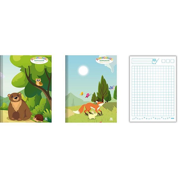 Caderno quadriculado univers. dominguinhos cost. 1x1cm 40f - animativa (pct.c/05)