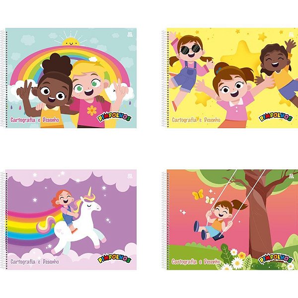 Caderno desenho univ capa dura pimpolhos feminino 60f - animativa (pct.c/05)