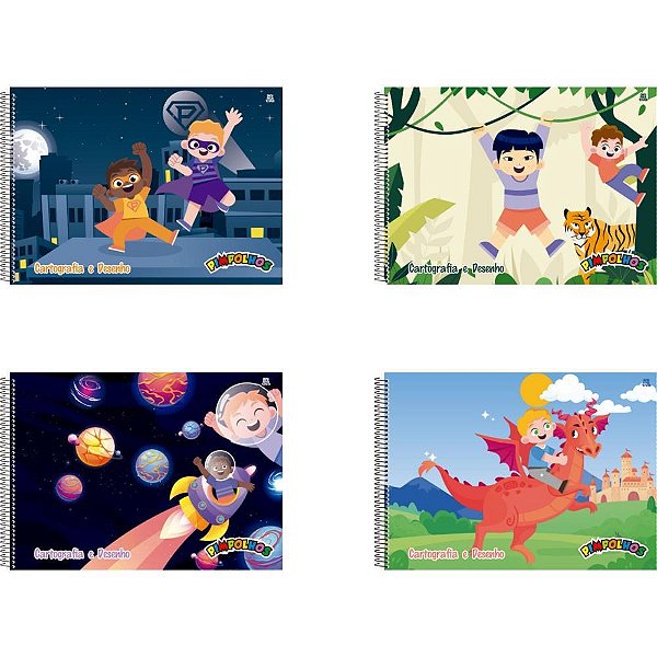 Caderno desenho univ capa dura pimpolhos masculino 60f - animativa (pct.c/05)