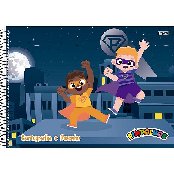 Caderno desenho univ capa dura pimpolhos masculino 60f - animativa (pct.c/05)
