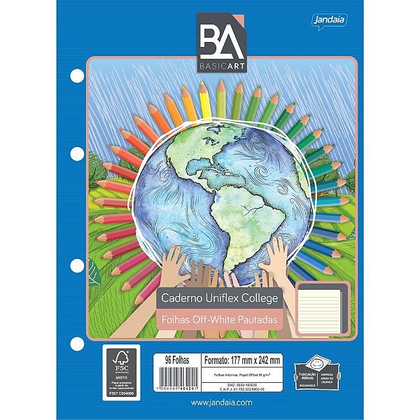 Bloco para fichario colegial uniflex off white 80fls. - jandaia (pacote)