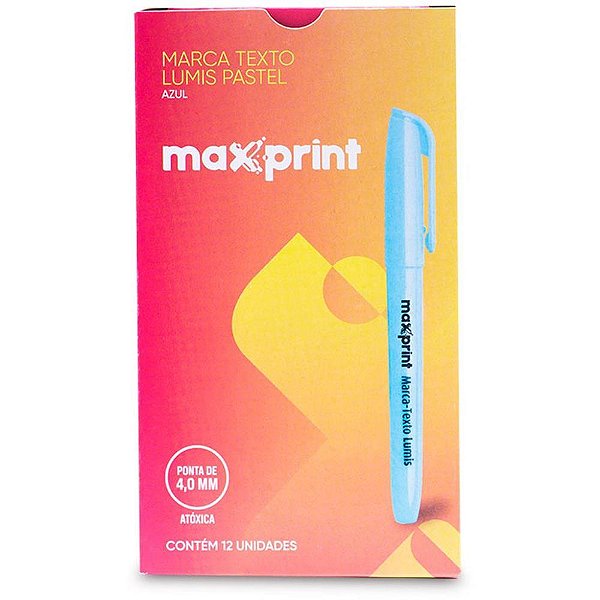 Caneta marca texto lumis azul pastel - maxprint (cx.c/12)