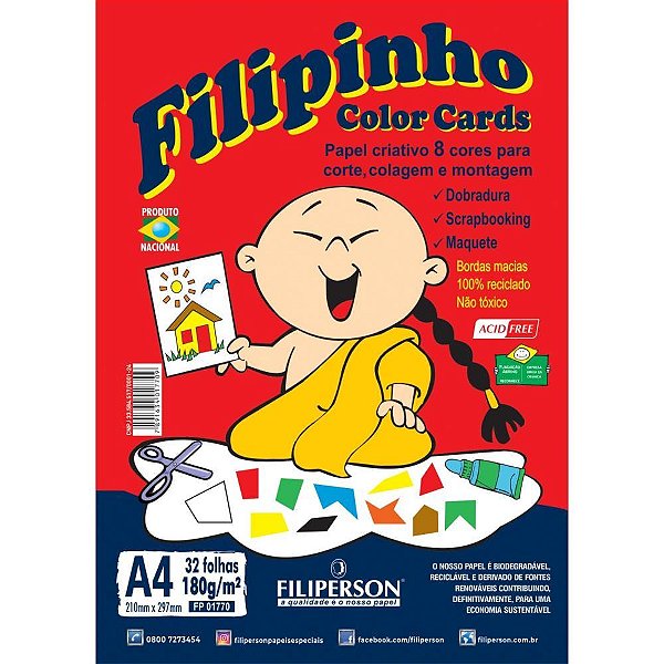 Bloco para educacao artistica filipinho a4 8cor. 180g. 32fl. - filiperson (pacote)