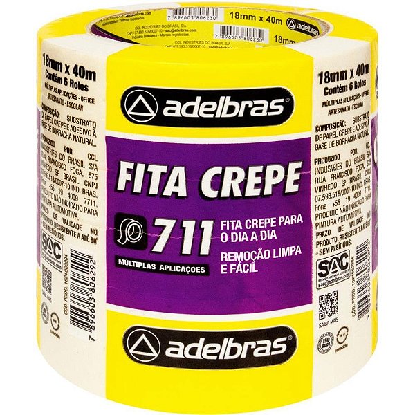 Fita crepe 711 crepe 18mmx40m - adelbras (pct.c/06)