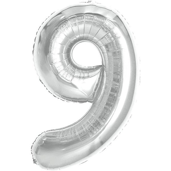 Balao metalizado numero 9 prata 40cm - make+ (unidade)