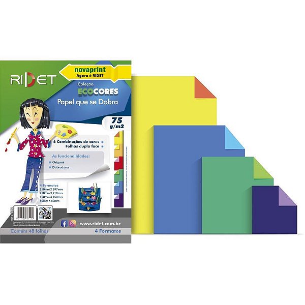Bloco para educacao artistica dobra 4 tamanhos 75g.48fls - ridet (pacote)