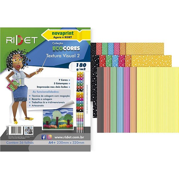 Bloco para educacao artistica textura 2 dec.180g.36f 23x32cm - ridet (pacote)