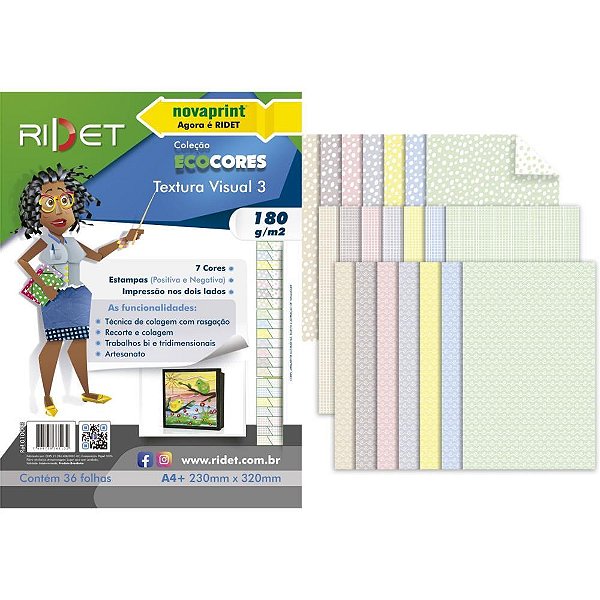 Bloco para educacao artistica textura 3 dec.180g 36f 23x32cm - ridet (pacote)