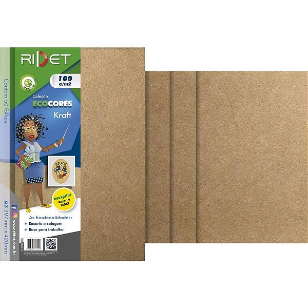 Papel kraft folha kraft a3 100g. 50fls - ridet (pacote)