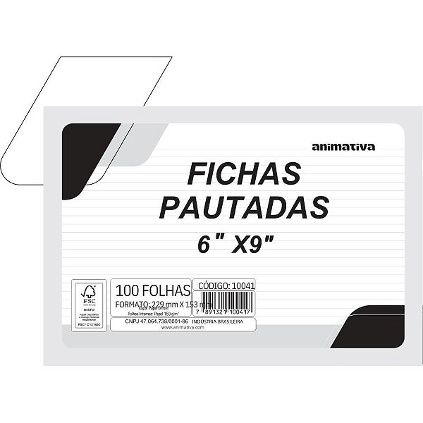 Ficha pautada 6x9 229x153mm - animativa (pct/100)
