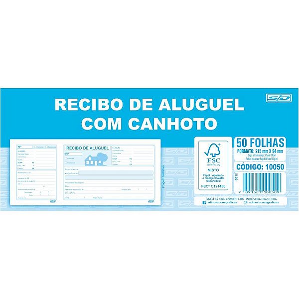 Impresso recibo aluguel com canhoto 50f - animativa (pct.c/20)