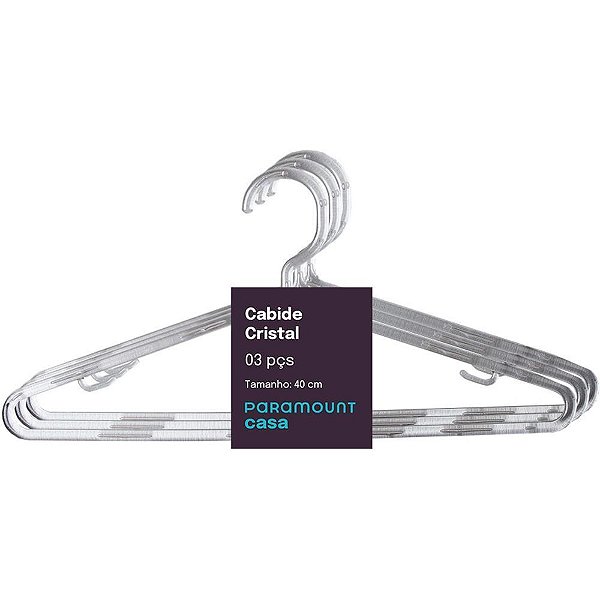Cabide cristal 40cm. c/03unid. - paramount (kit)