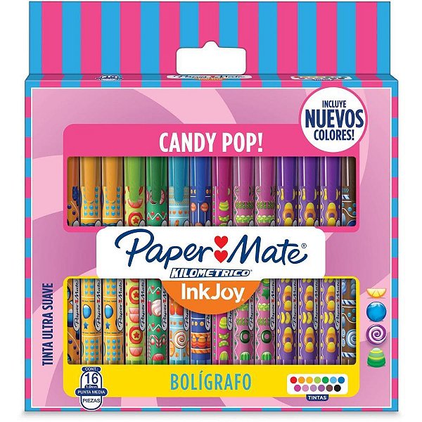 Caneta esferografica km 100 candy pop 16cores - paper mate (blister)