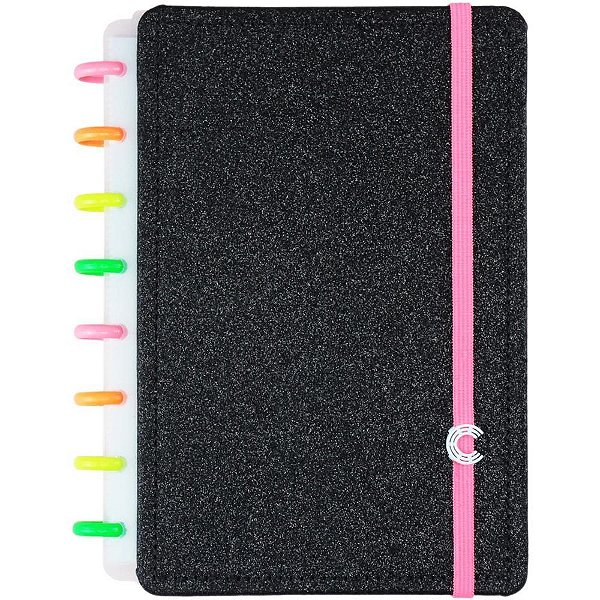 Caderno inteligente a5 lets glitter neon black 80fls - caderno inteligente (unidade)