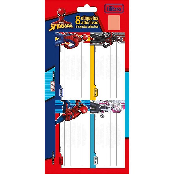 Etiqueta escolar decorada spider man c/8etiq. 100x208mm - tilibra (pct.c/10)