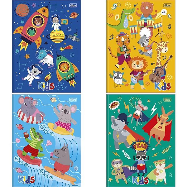 Caderno brochurao capa dura kids 96fls. masculino - tilibra (pct.c/05)