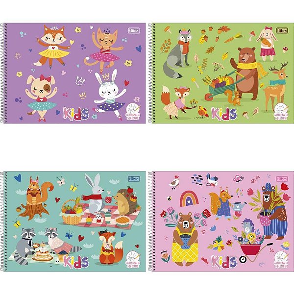 Caderno desenho univ capa dura kids 48fls. feminino - tilibra (pct.c/04)