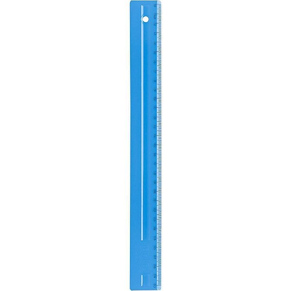 Regua de poliestireno full color 30cm azul - dello (pct.c/24)