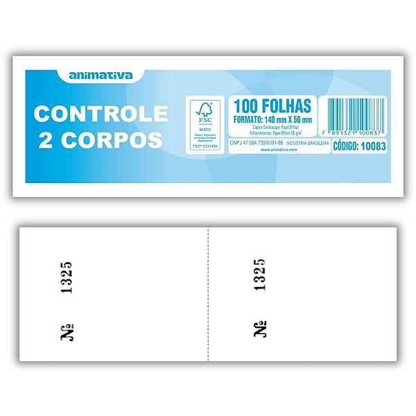 Impresso talao controle 2 corpos 100f. 5x14 - animativa (pct.c/20)
