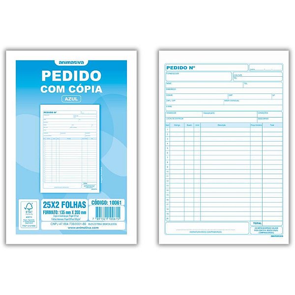 Impresso talao de pedido 1/18 2 vias 25 folhas 137x207 - animativa (pct.c/20)