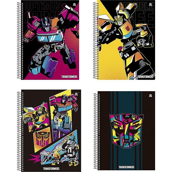 Caderno 10x1 capa dura transformers 160f - animativa (pct.c/04)