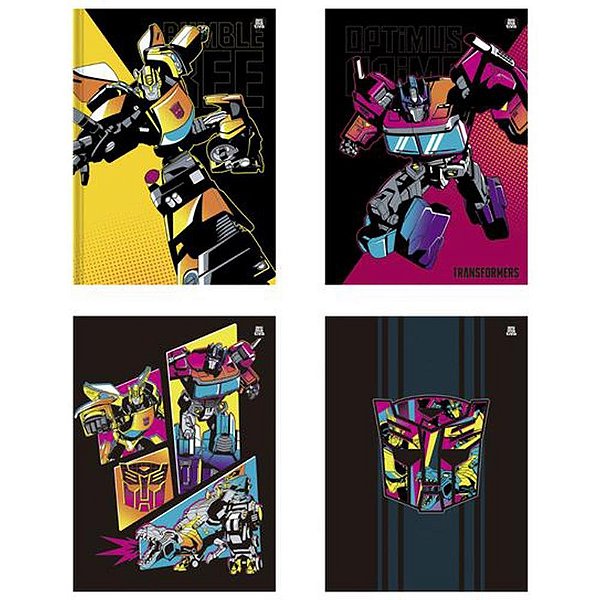 Caderno brochurao capa dura transformers 48f - animativa (pct.c/10)