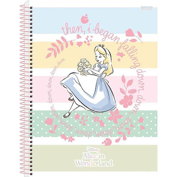 Caderno 01x1 capa dura alice in wonderland 80f - animativa (pct.c/04)