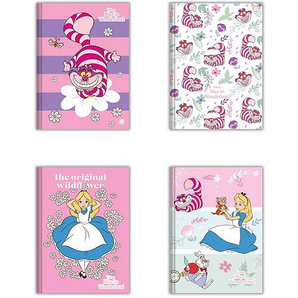 Caderno brochurao capa dura alice in wonderland 80fls. - animativa (pct.c/05)