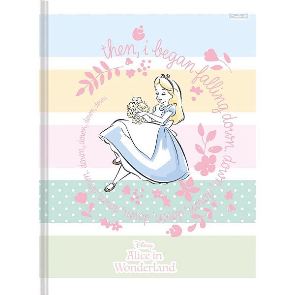 Caderno brochurao capa dura alice in wonderland 48f - animativa (pct.c/10)