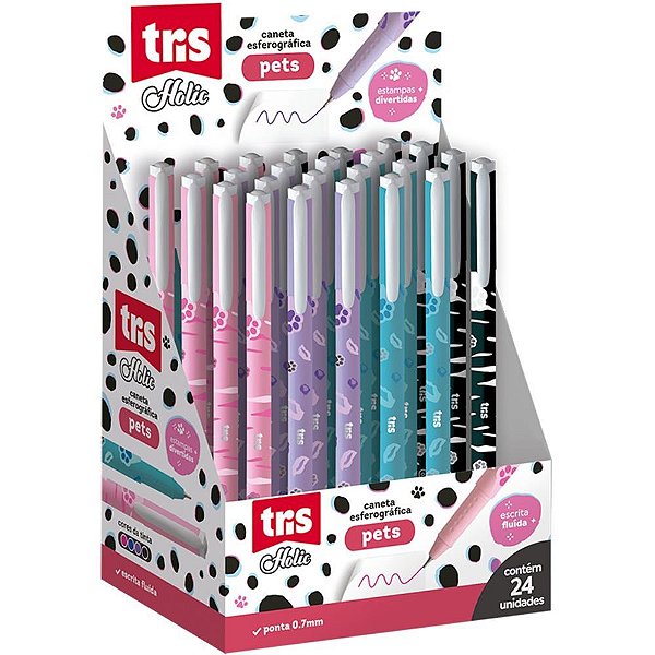 Caneta esferografica tris pets 0.7mm 4 cores - summit (dp.c/24)