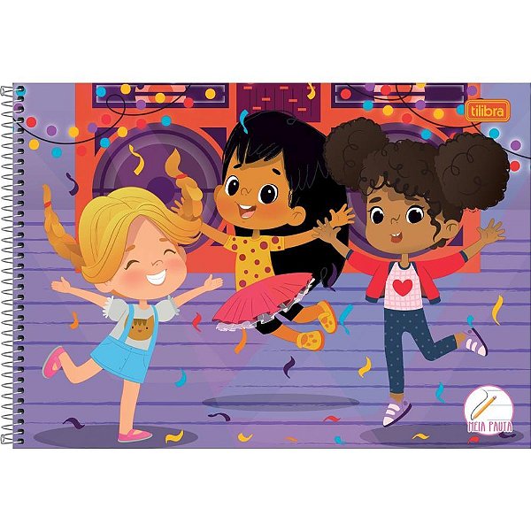 Caderno desenho univ capa dura kids meia pauta 40f esp femin - tilibra (pct.c/04)