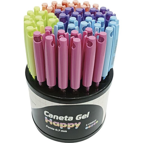 Caneta gel happy 0.7mm 5cores - leonora (dp.c/50)