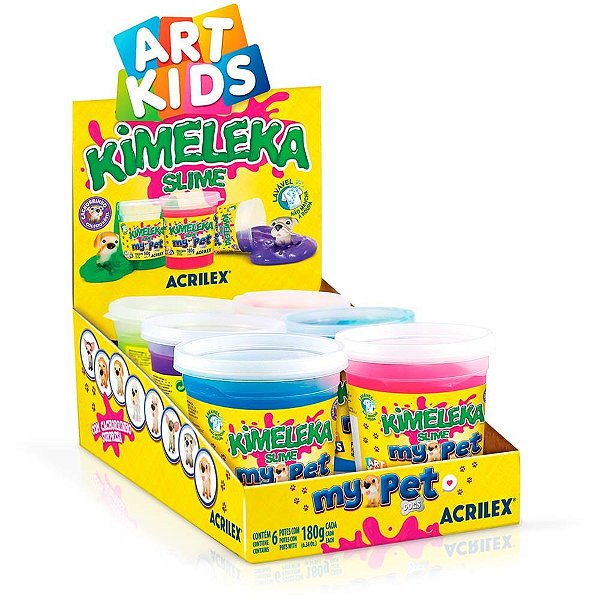Slime kimeleka my pet 180g sortido - acrilex (cx.c/06)