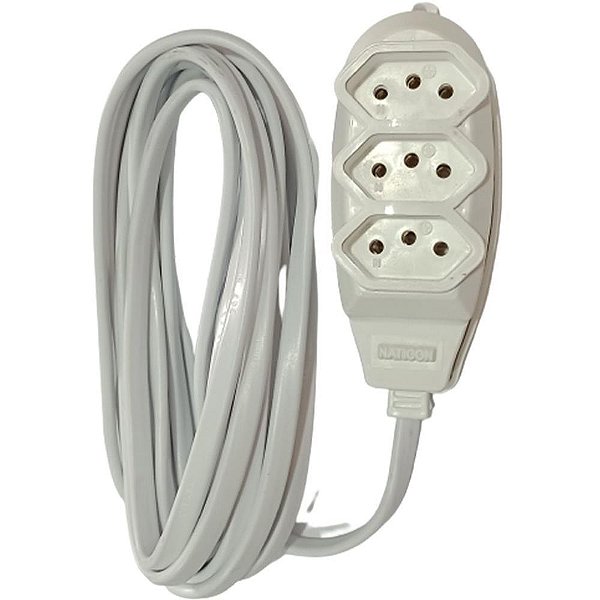 Extensao eletrica tripolar 2m 3 tomadas branca - bright (unidade)