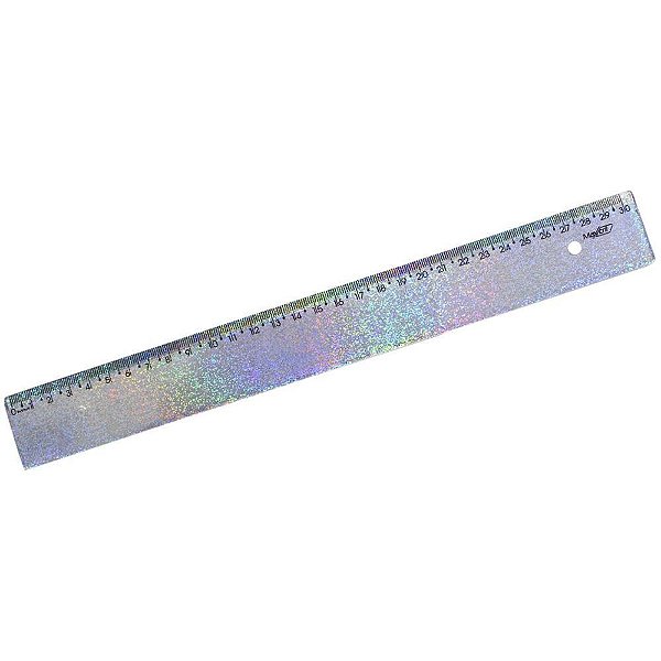Regua de poliestireno new line holog.glitter 30cm - maxcril (pct.c/10)