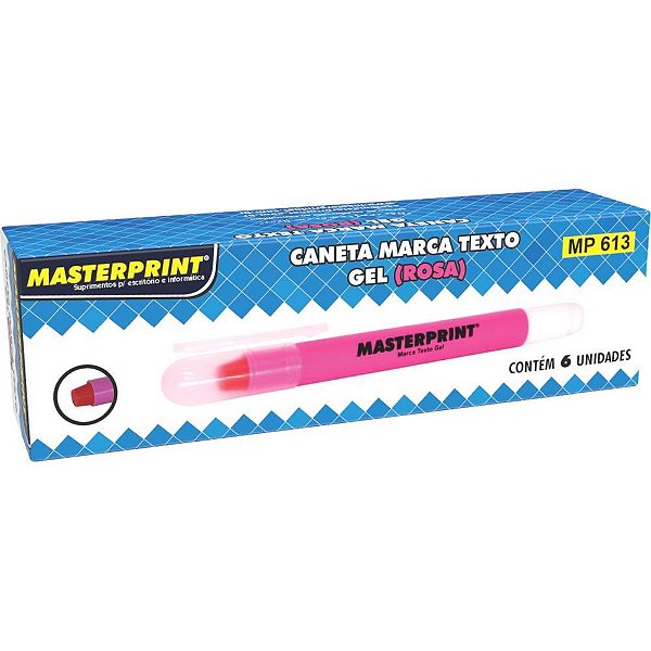 Caneta marca texto gel mp 613 rosa gel - masterprint (cx.c/06)