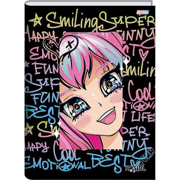 Caderno brochura 1/4 capa dura it girl 96fls. - jandaia (pct.c/05)