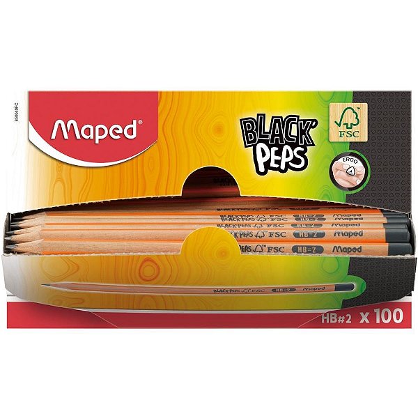 Lapis preto triangular black peps hb - maped (cx.c/100)