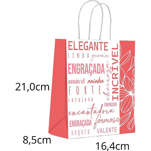 Sacola para presente decorada virtudes p 16x21x8cm - scrity (pct.c/10)