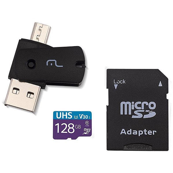 Pen drive usb kit 3 em 1 128g micro sd/adapt - multi (unidade)