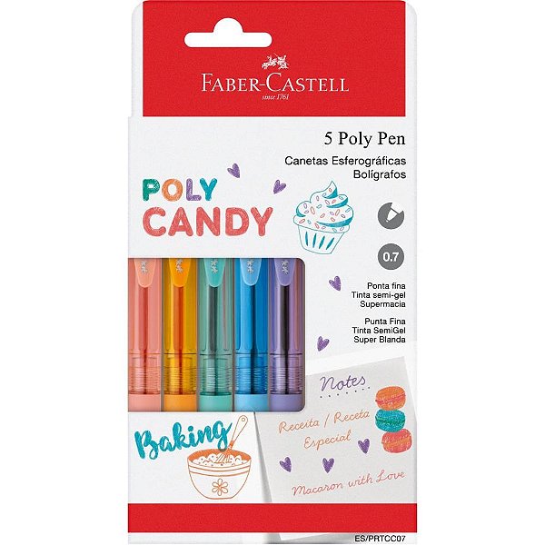 Caneta esferografica poly pen candy 5 cores - faber-castell (pct.c/06)