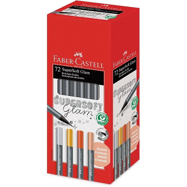 Lapis preto redondo supersoft ecolapis glam - faber-castell (cx.c/72)