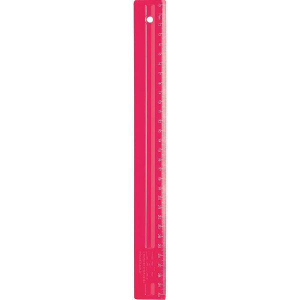 Regua de poliestireno full color 30cm pink - dello (pct.c/24)